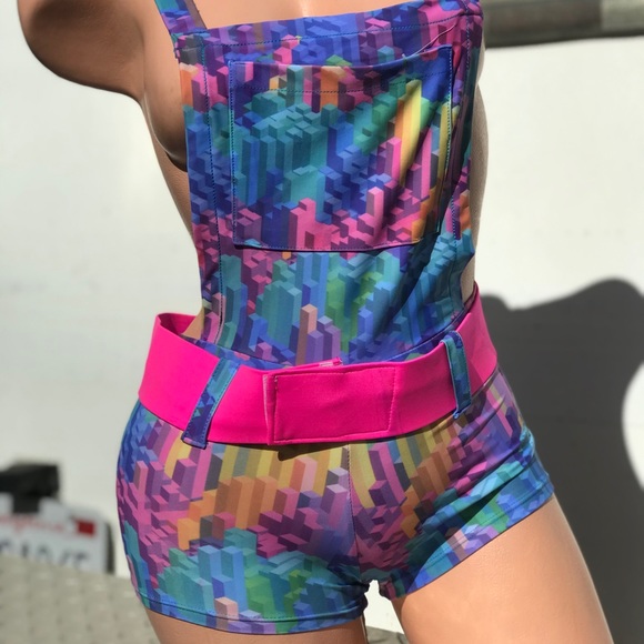 Malibu Barbie overalls rave outfit booty shorts - Picture 4 of 8